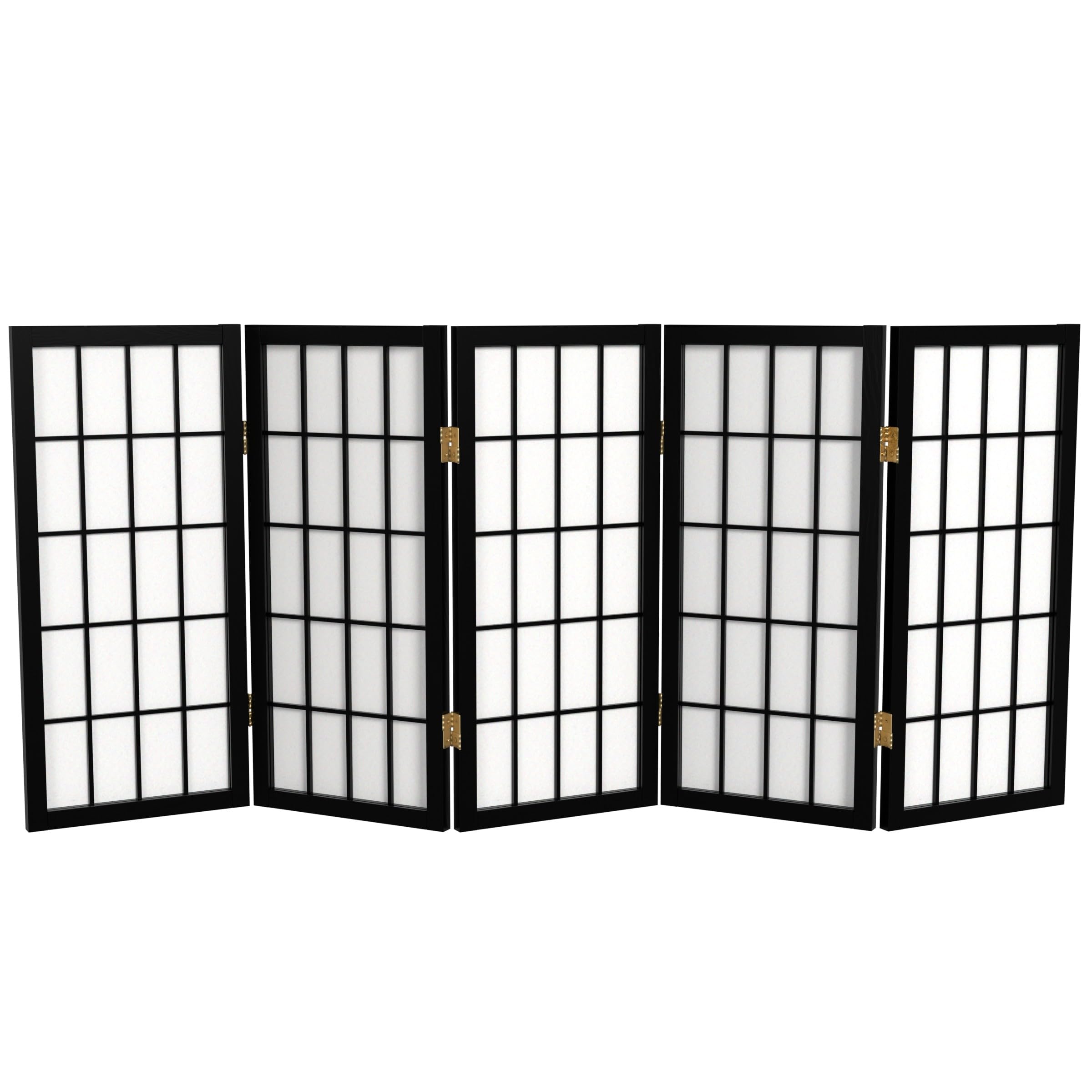 2 ft. Short Desktop Window Pane Shoji Screen - Natural - 4 Panels