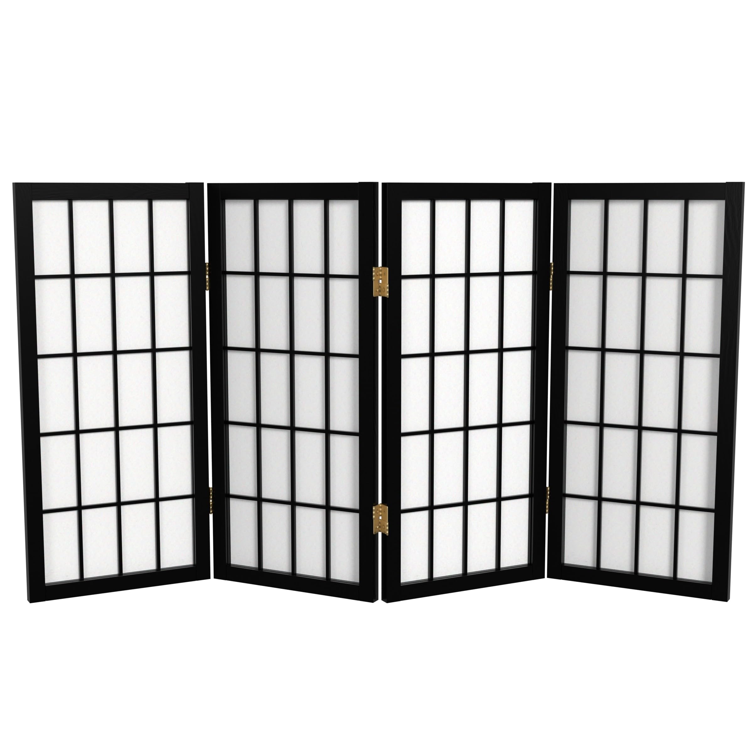 2 ft. Short Desktop Window Pane Shoji Screen - Natural - 4 Panels