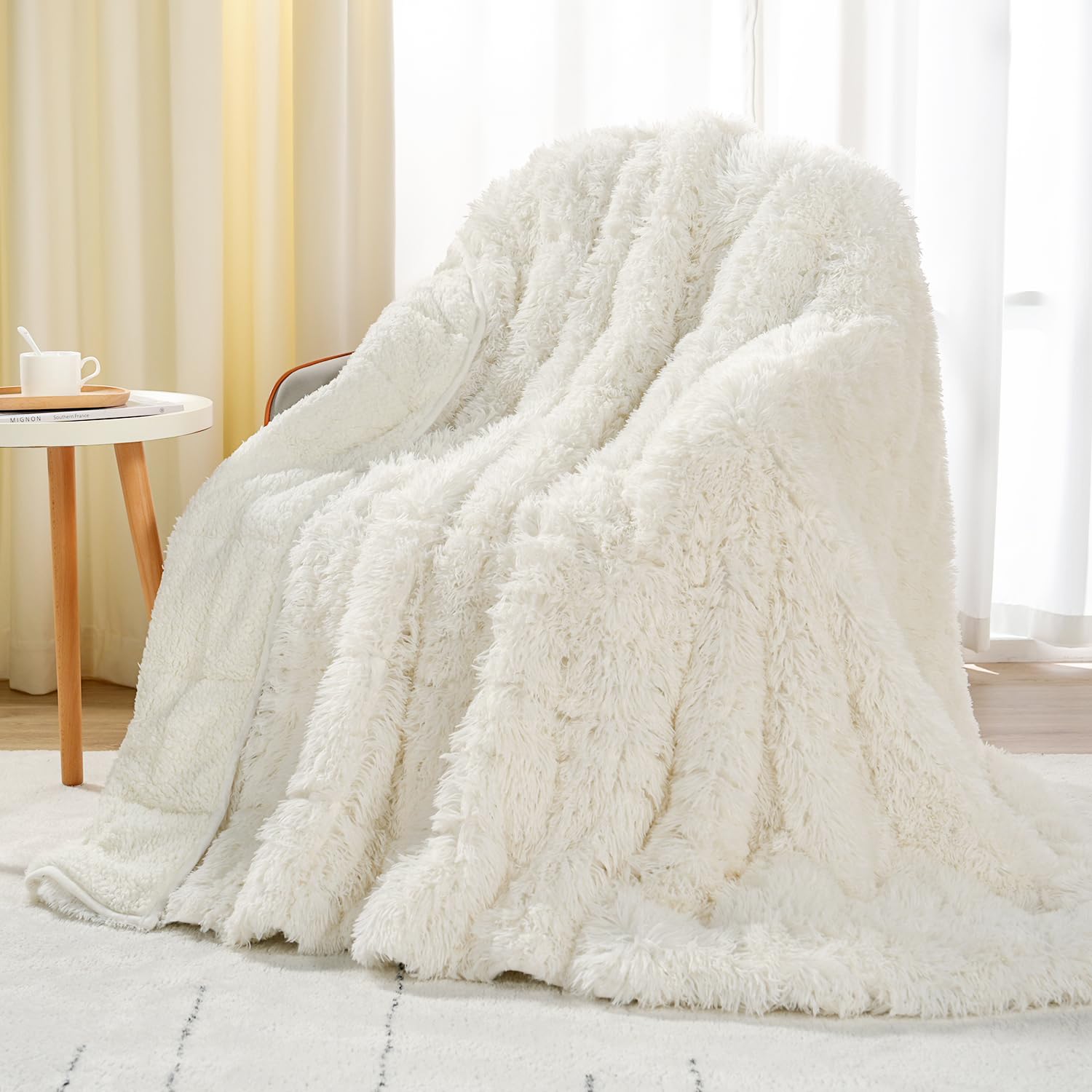 Uttermara Weighted Blanket Queen Size 15 Pounds for Adults, Sherpa Faux Fur Heavy Blanket for Couch Bed, Super Soft Plush Fleece & Cozy Sherpa Reverse, Luxury Long Fur Throw Blankets, 60" x 80", Gray