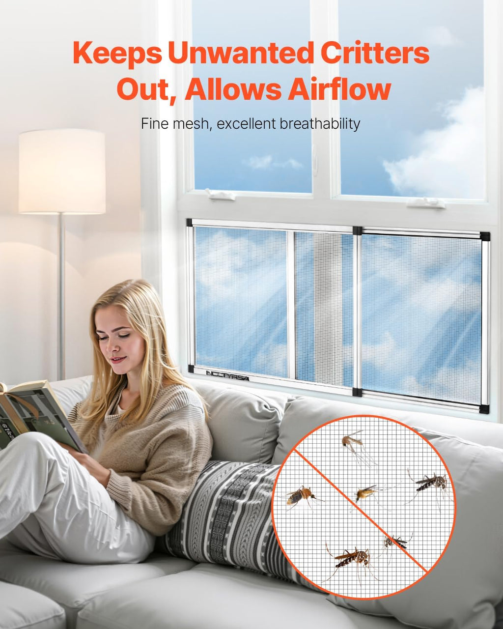 VEVOR Adjustable Window Screen, 15" H x 21" - 40" W, 2 Packs Expandable Windows Screens with Aluminum Frame and Durable Mesh, Horizontal or Convert to Vertical Adjustable Installation, for Home House
