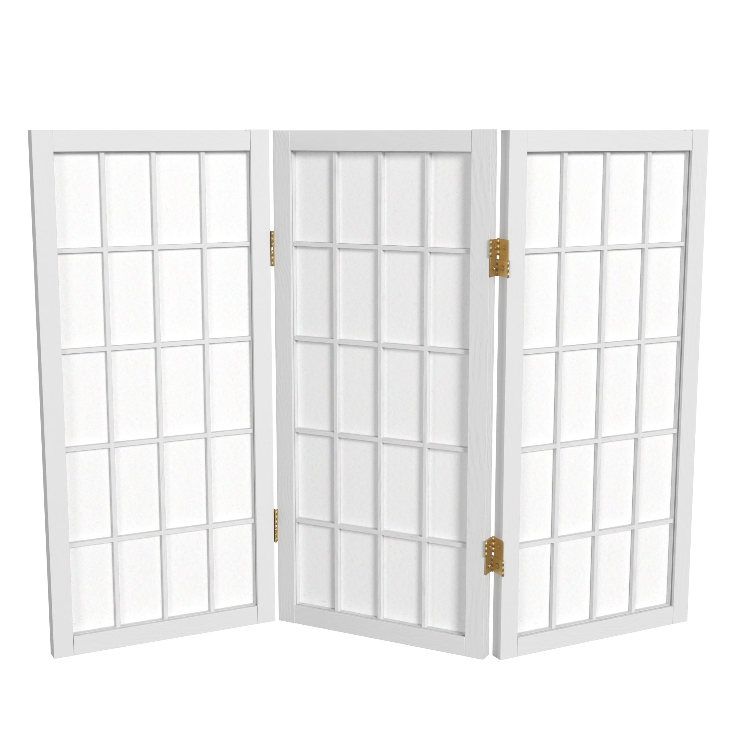 2 ft. Short Desktop Window Pane Shoji Screen - Natural - 4 Panels