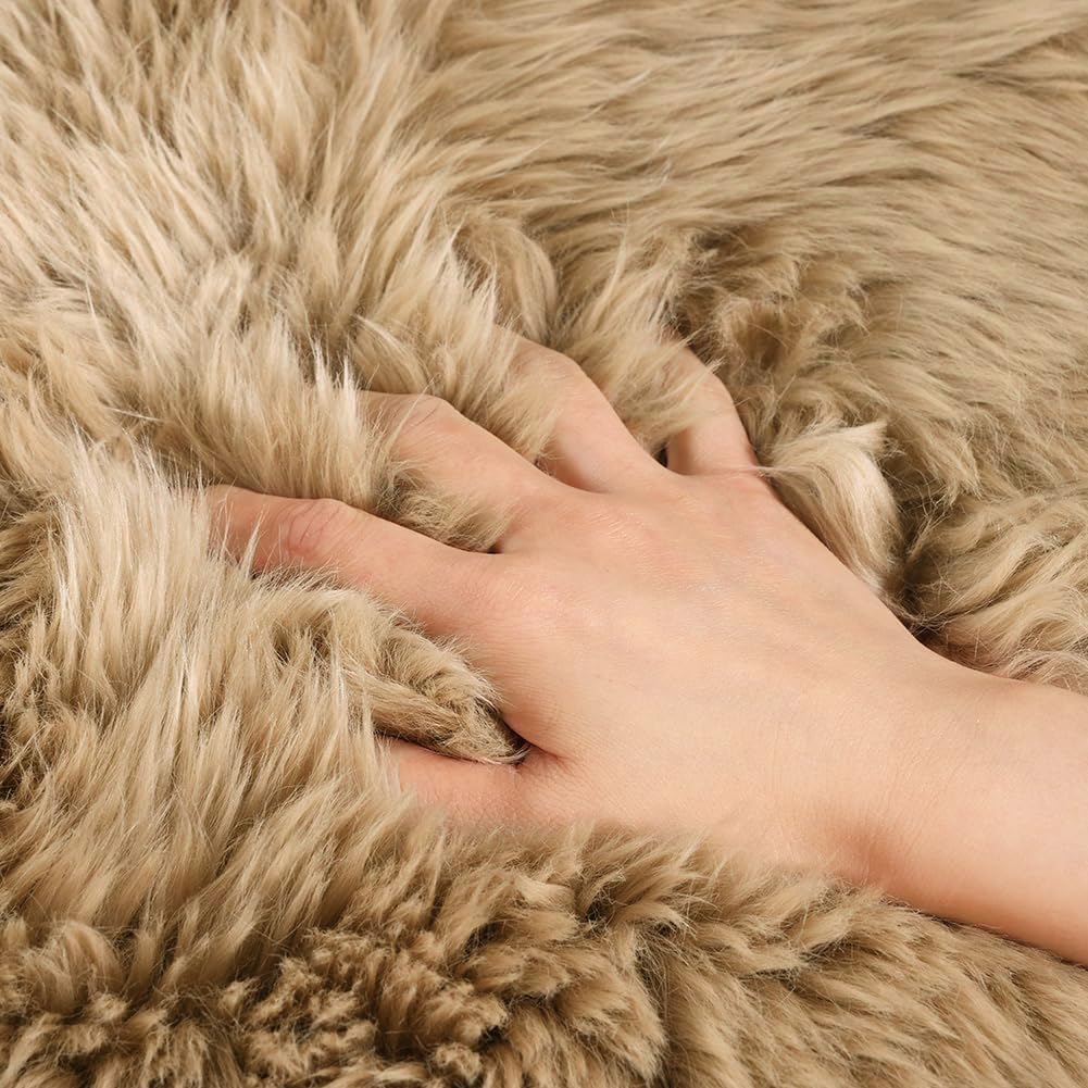 LLB Sheepskin Chair Pads - Office & Dining Room Chair Cushion - Tan, 16.5" Round (Pack of 1)