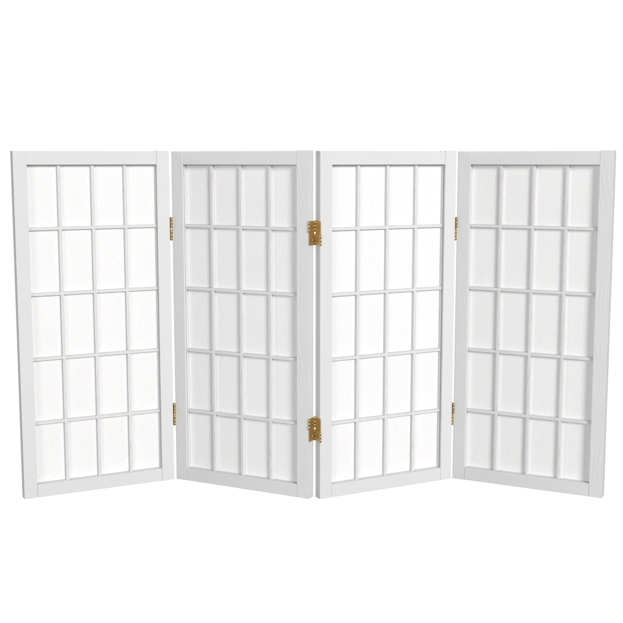 2 ft. Short Desktop Window Pane Shoji Screen - Natural - 4 Panels