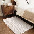 SHACOS Soft Cozy Fluffy Arch Pattern High-Low Pile Textured Area Rug 5'3"x7'3" Non Slip Washable Modern Geometric Rug Stain Resistant Contemporary Carpet for Living Room Bedroom Dining Room, Beige