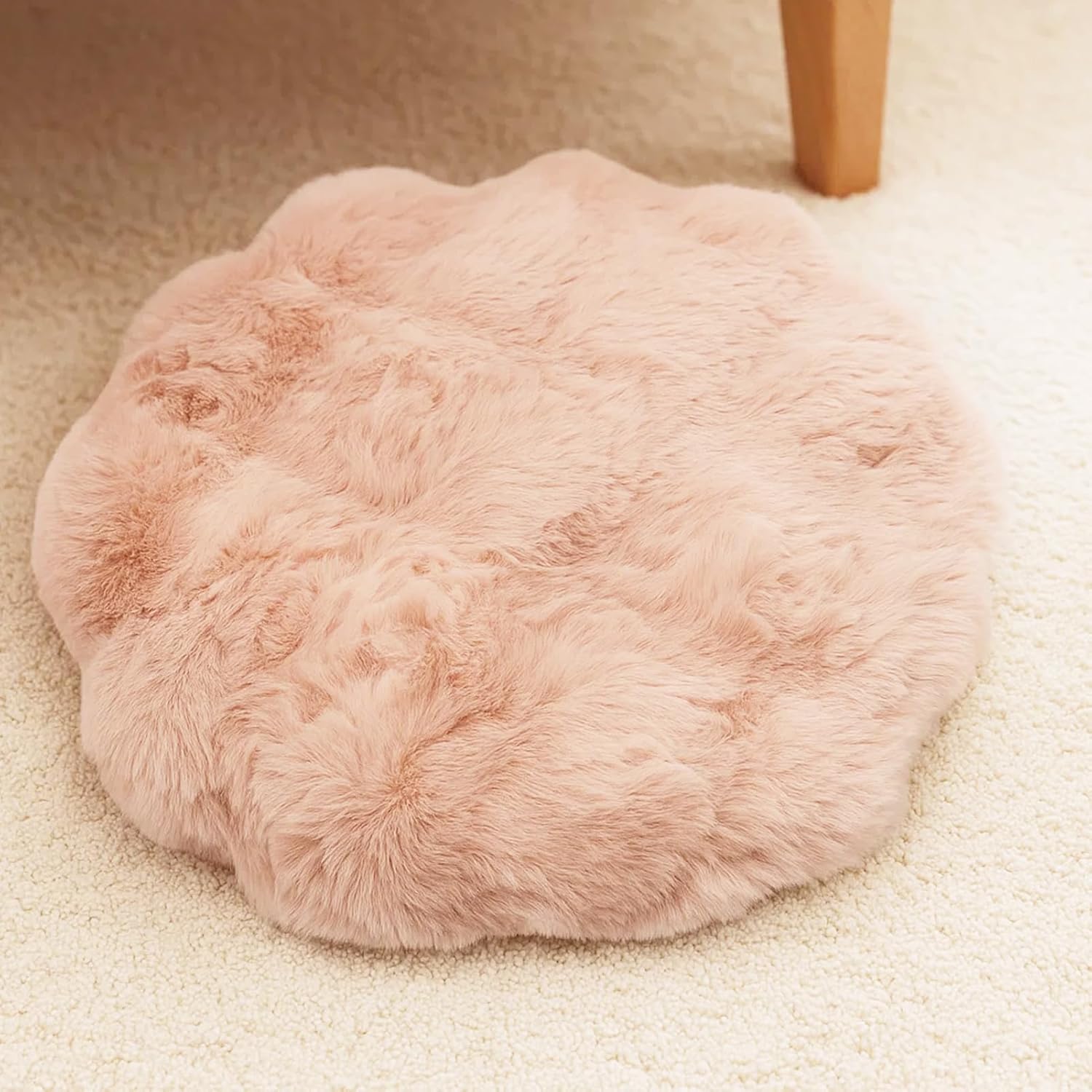Lifup Round Chair Pads Memory Foam Seat Cushion Soft Cozy Plush Non Slip Thick Pad with Ties and Removable Cover for Dining Room, Office Pink 2 14 x 14 Inch