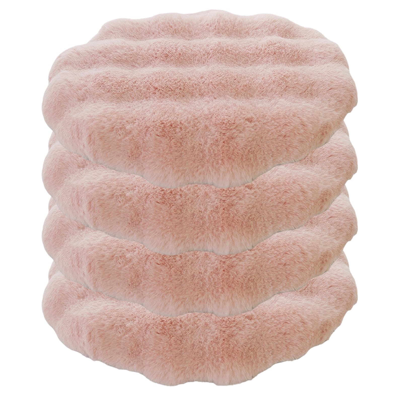 Lifup Round Chair Pads Memory Foam Seat Cushion Soft Cozy Plush Non Slip Thick Pad with Ties and Removable Cover for Dining Room, Office Pink 2 14 x 14 Inch