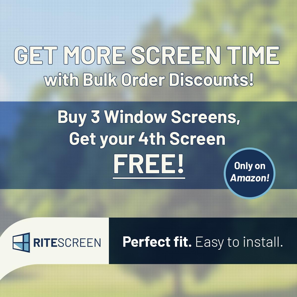 Custom Window Screen Replacement - Fully Assembled, Pre-Framed, Awning Screen (Awning-CA3). Utilizes Two Leaf Springs to Secure The Screen in Your Window and a Wider Frame for Better Coverage