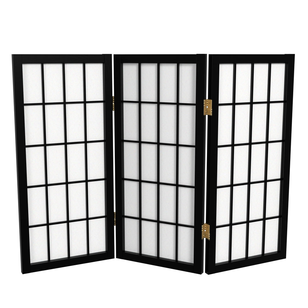 2 ft. Short Desktop Window Pane Shoji Screen - Natural - 4 Panels