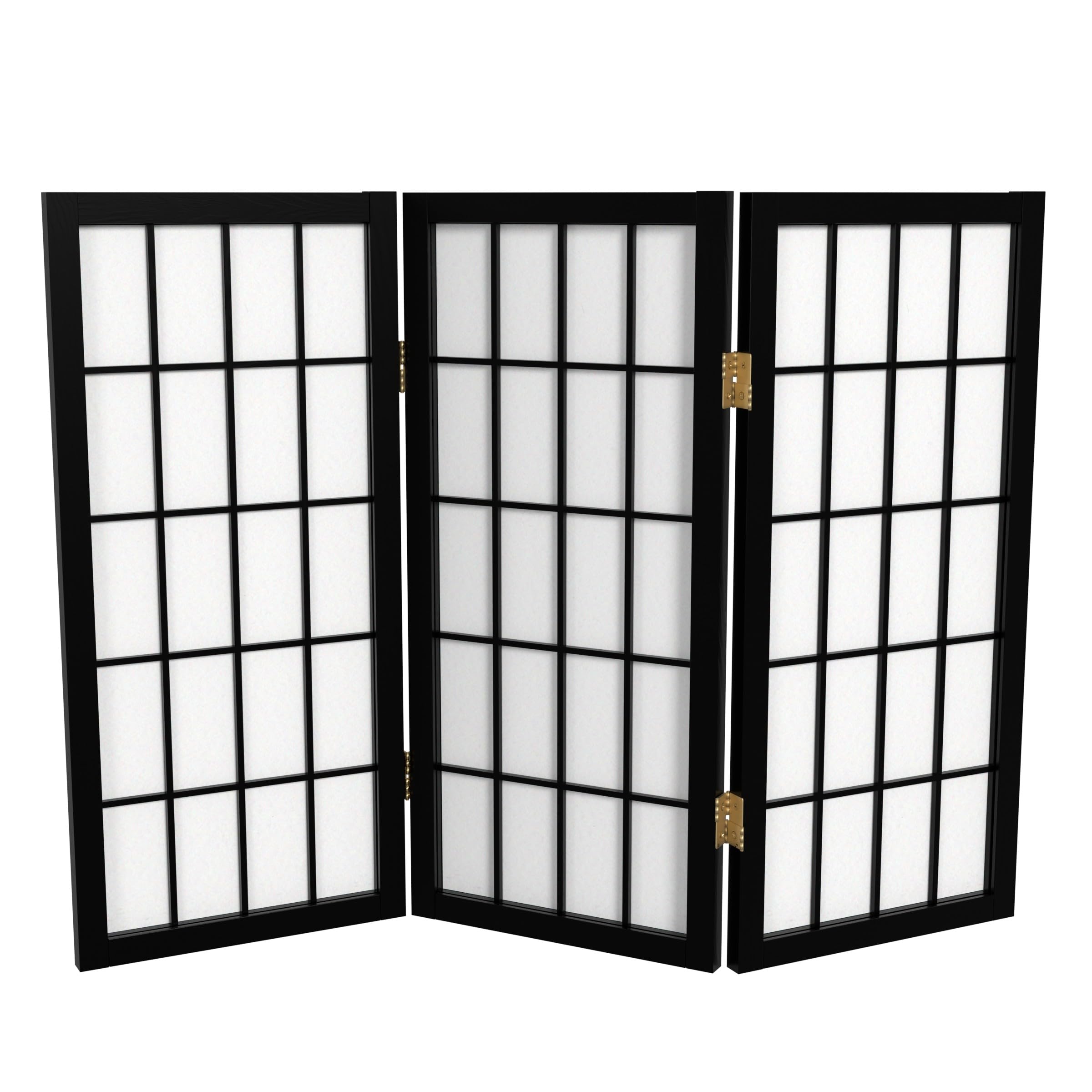 2 ft. Short Desktop Window Pane Shoji Screen - Natural - 4 Panels