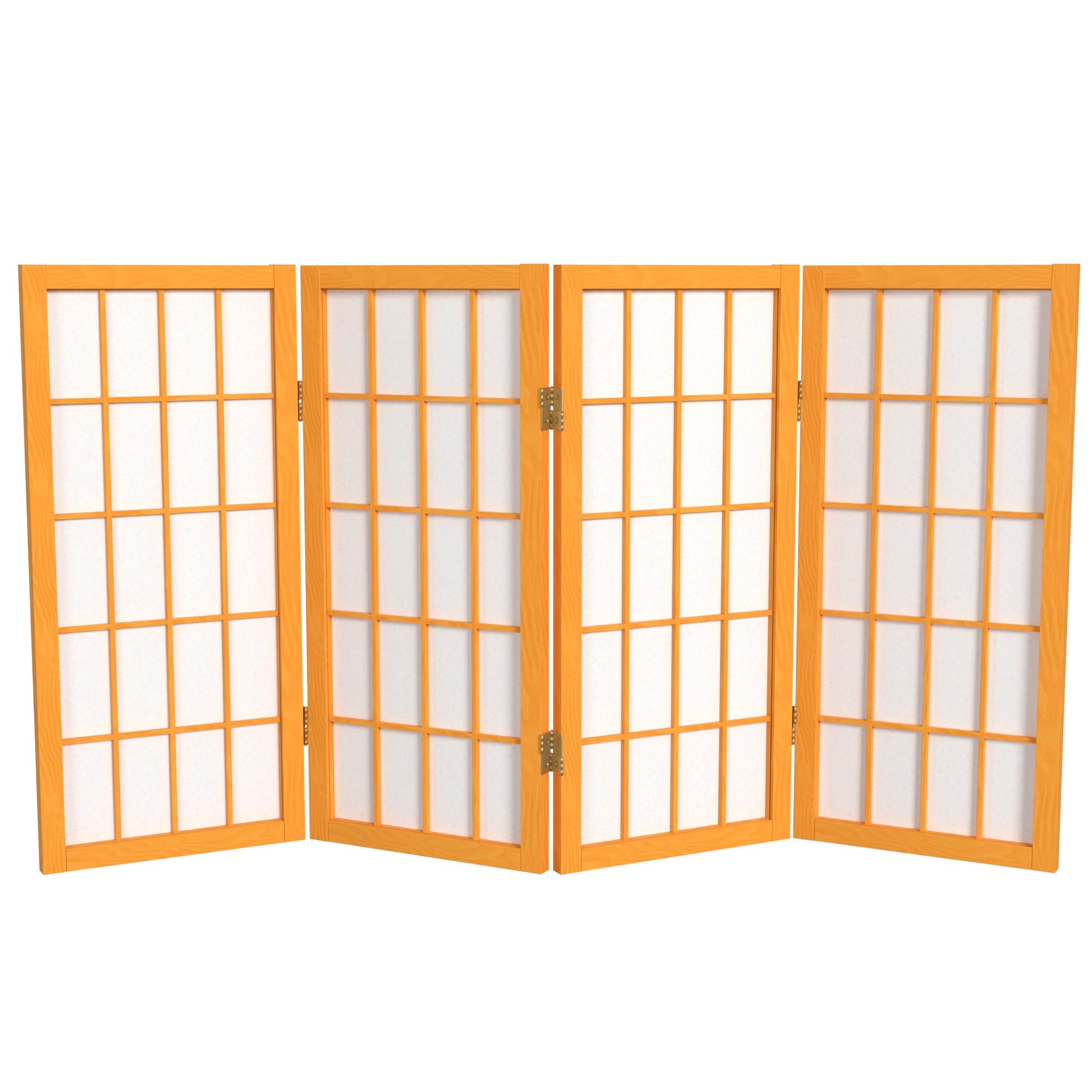 2 ft. Short Desktop Window Pane Shoji Screen - Natural - 4 Panels