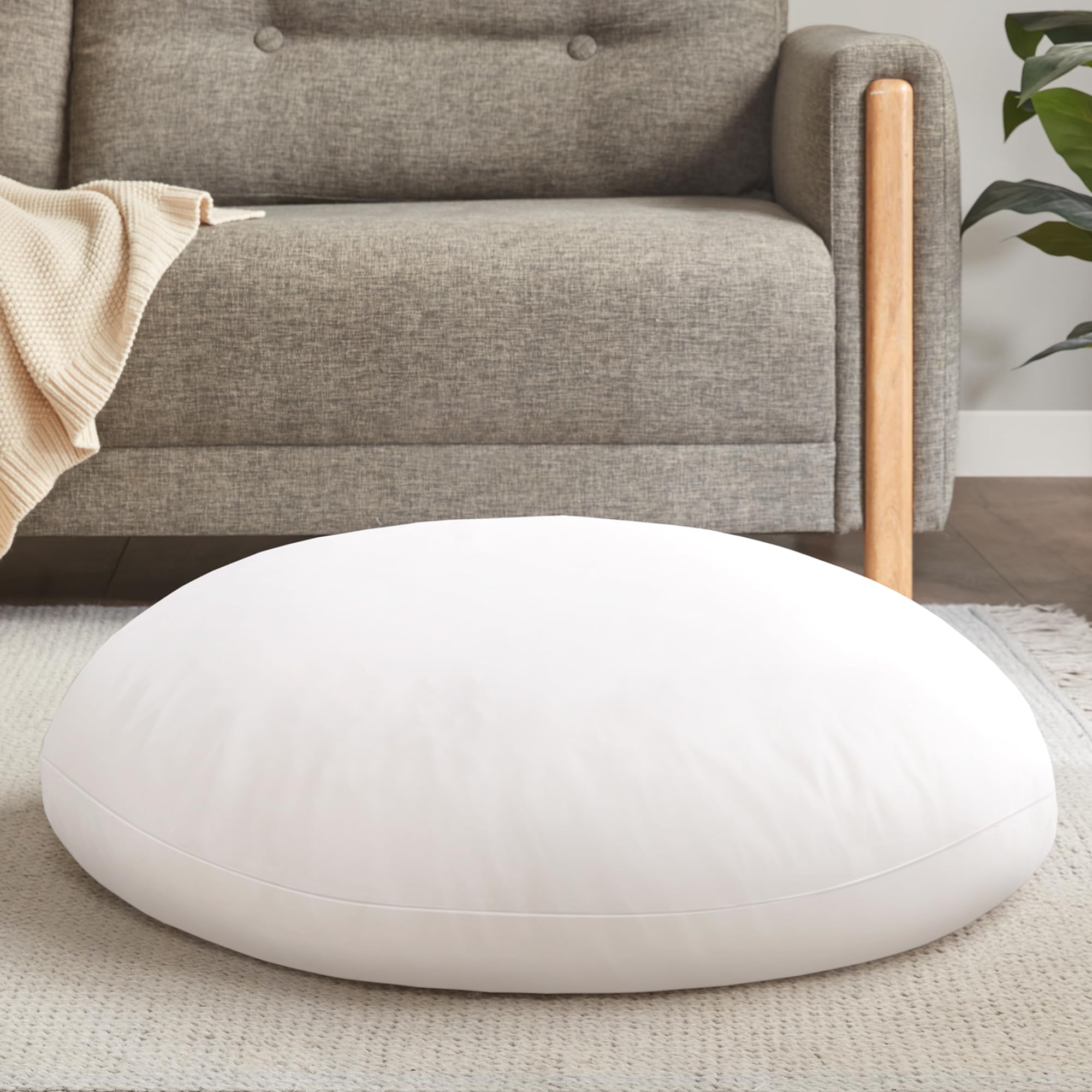 Codi Large Meditation Cushions – Round Floor Pillows for Adults with Removable Washable Cover, Soft and Supportive Floor Cushion for Yoga, Seating and Dog Bed, 32 inch - Grey