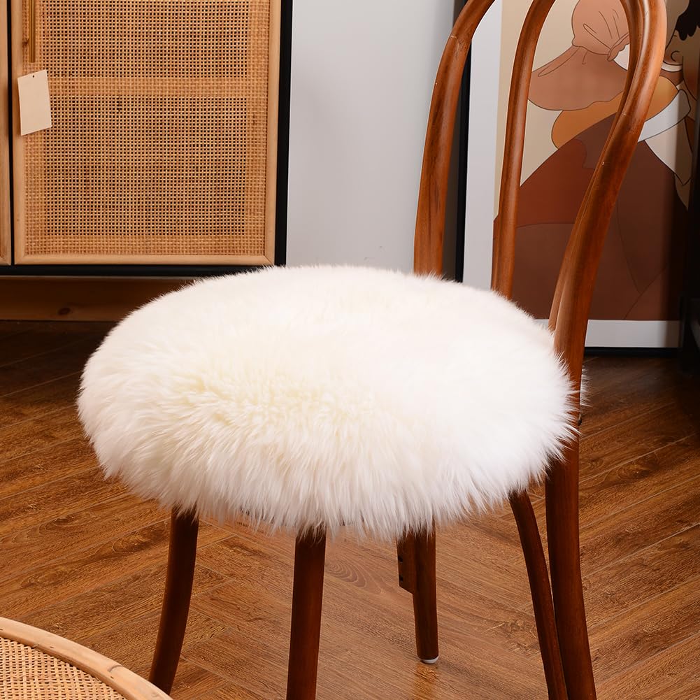 LLB Sheepskin Chair Pads - Office & Dining Room Chair Cushion - Tan, 16.5" Round (Pack of 1)