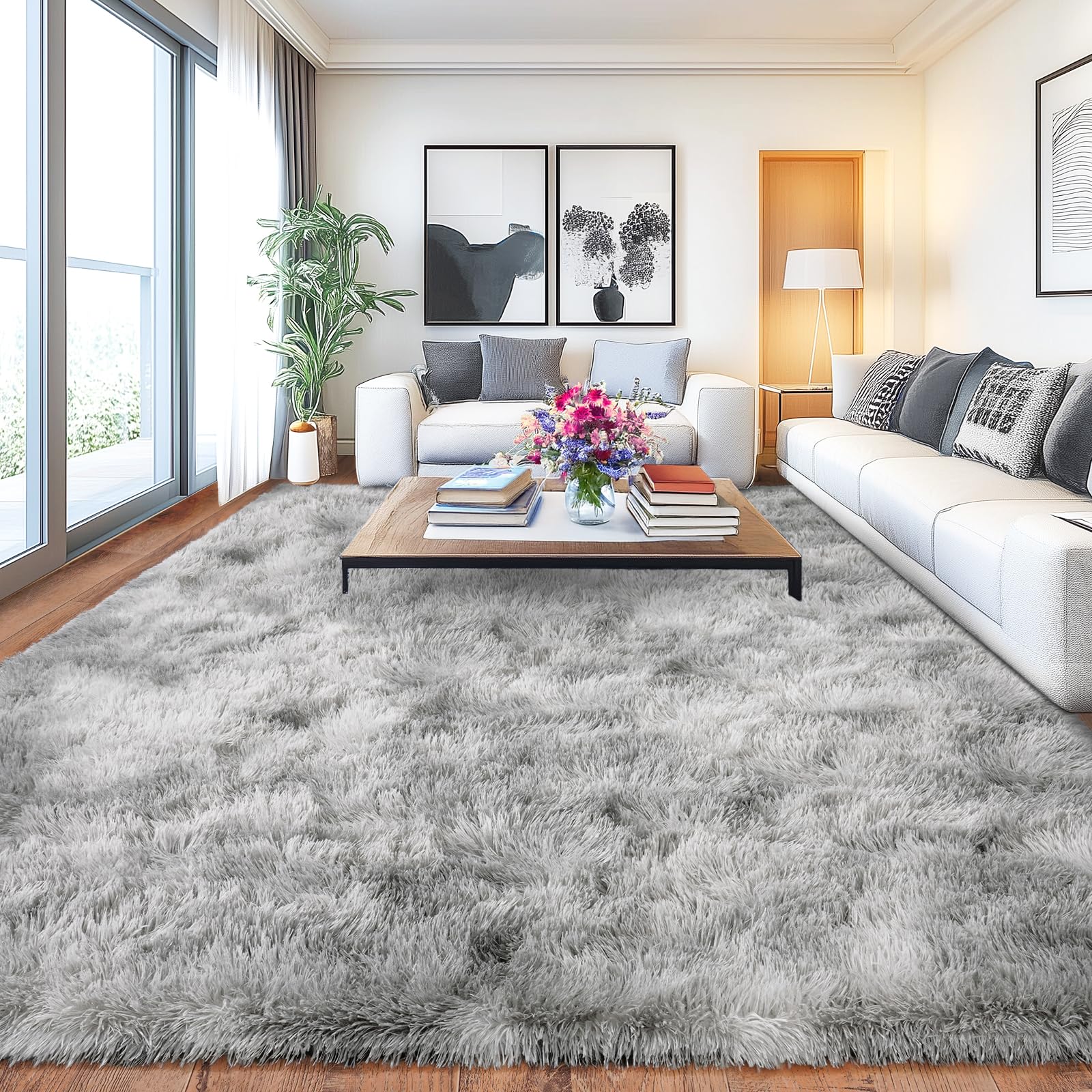 Upgrade Non-Slip Plush Rugs for Living Room, Soft Shaggy Carpets for Living Room, Fuzzy Rugs for Kids' Room, Perfect Decor for Modern Home Tie Dye Camel 6x9 Feet