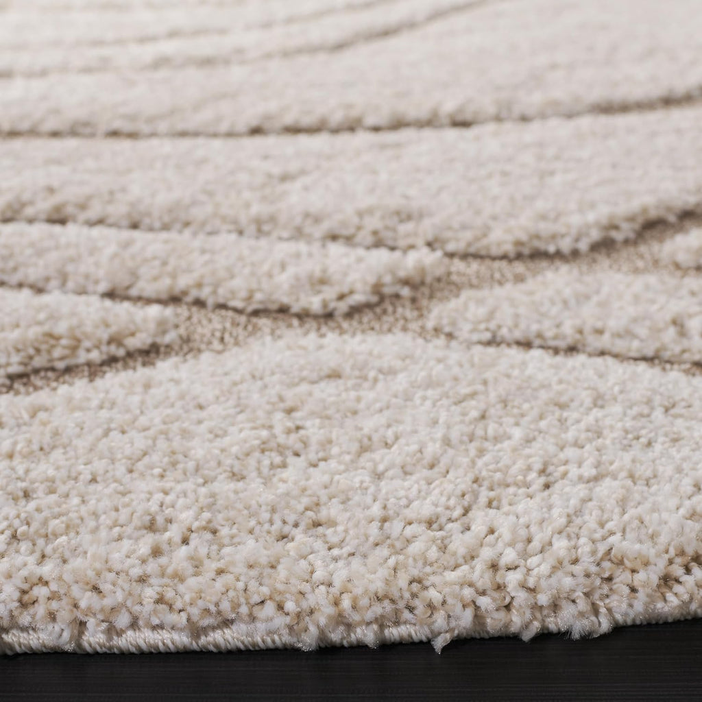 SAFAVIEH Florida Shag Collection Area Rug - 5'3" x 7'6", Cream & Beige, Non-Shedding & Easy Care, 1.2-inch Thick Ideal for High Traffic Areas in Living Room, Bedroom (SG471-1113)