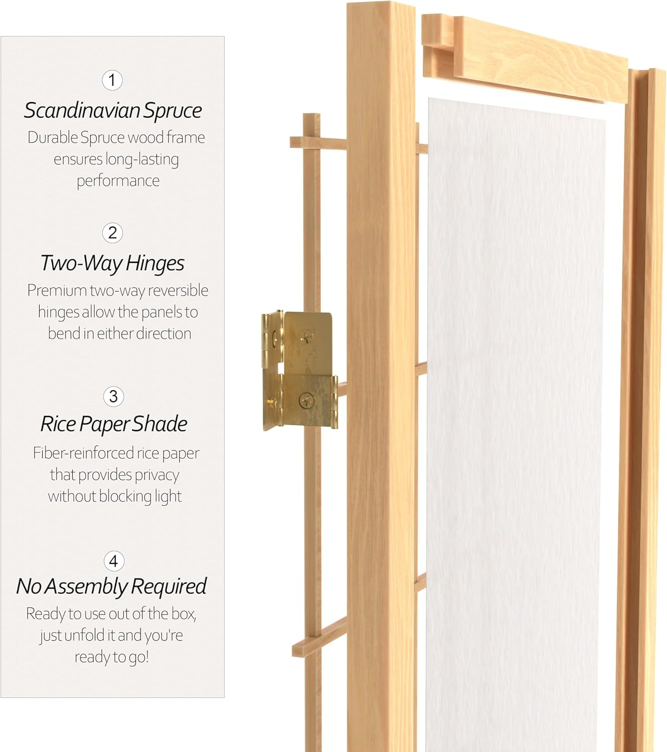 2 ft. Short Desktop Window Pane Shoji Screen - Natural - 4 Panels