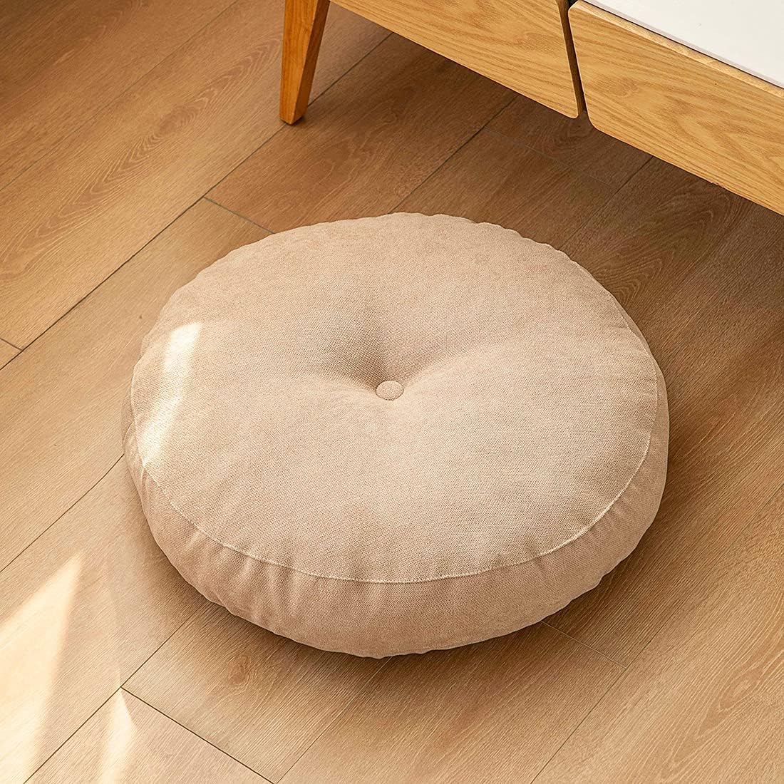 vctops Round Solid Floor Pillow Soft Thick Seat Cushion Cozy Seat Pad Pads for Bedroom Living Room Office Chair Sofa (Light Khaki, Diameter 22")