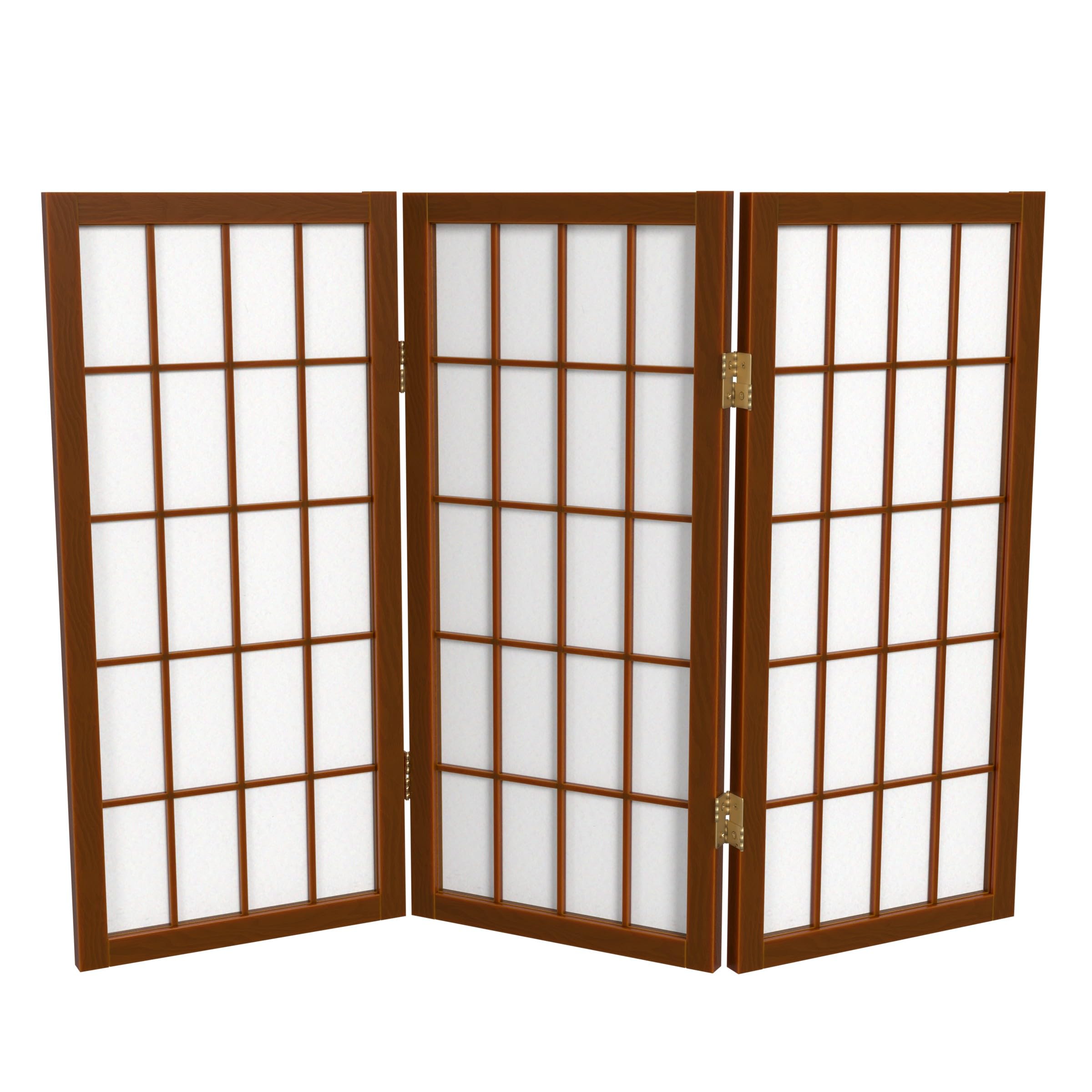 2 ft. Short Desktop Window Pane Shoji Screen - Natural - 4 Panels