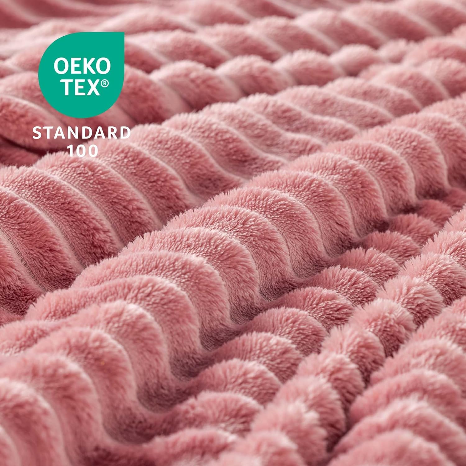 BEDELITE Fleece Throw Blanket for Couch – 3D Ribbed Jacquard Soft and Warm Decorative Fuzzy Blanket – Cozy, Fluffy, Plush Lightweight Pink Throw Blankets for Bed, Sofa, 50x60 inches