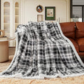 inhand Sherpa Throw Blanket Plush Grey Checkered Cozy Throw for Couch, Bed, Sofa, Reversible Twin Fluffy Fleece Blanket for Comfort Sleep and Warmth Suitable for Adults, Women, Men (Grey, 60”x 80”)
