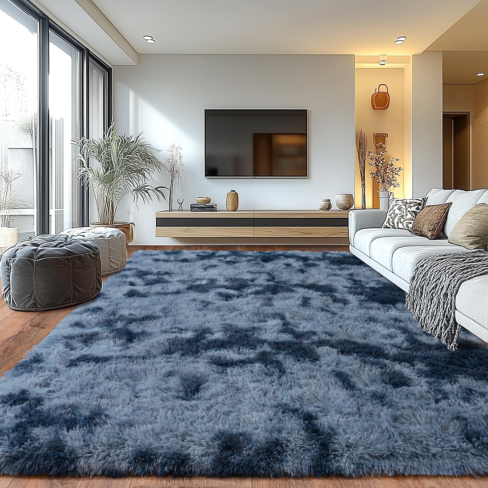 Upgrade Non-Slip Plush Rugs for Living Room, Soft Shaggy Carpets for Living Room, Fuzzy Rugs for Kids' Room, Perfect Decor for Modern Home Tie Dye Camel 6x9 Feet