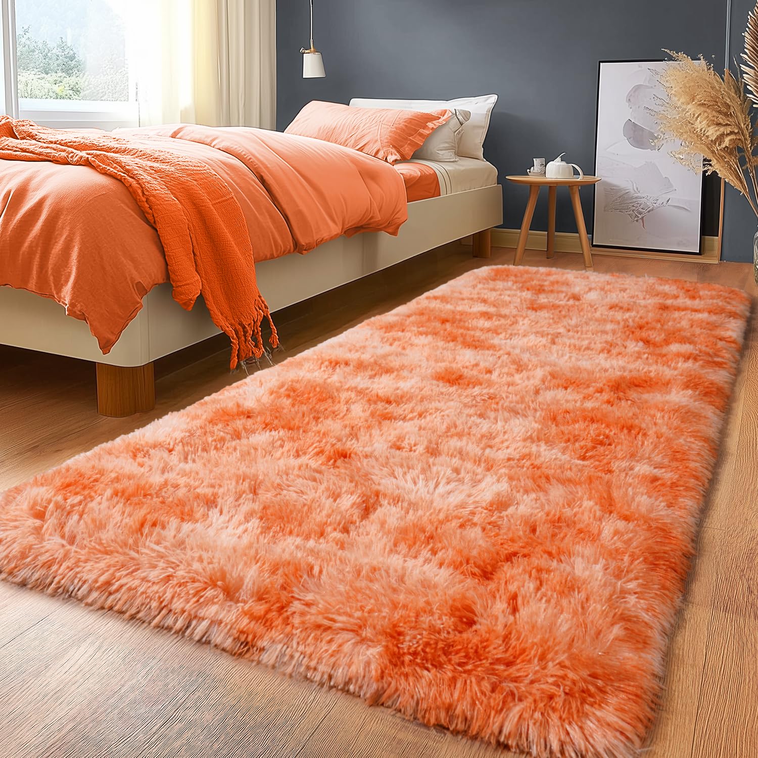 Upgrade Non-Slip Plush Rugs for Living Room, Soft Shaggy Carpets for Living Room, Fuzzy Rugs for Kids' Room, Perfect Decor for Modern Home Tie Dye Camel 6x9 Feet
