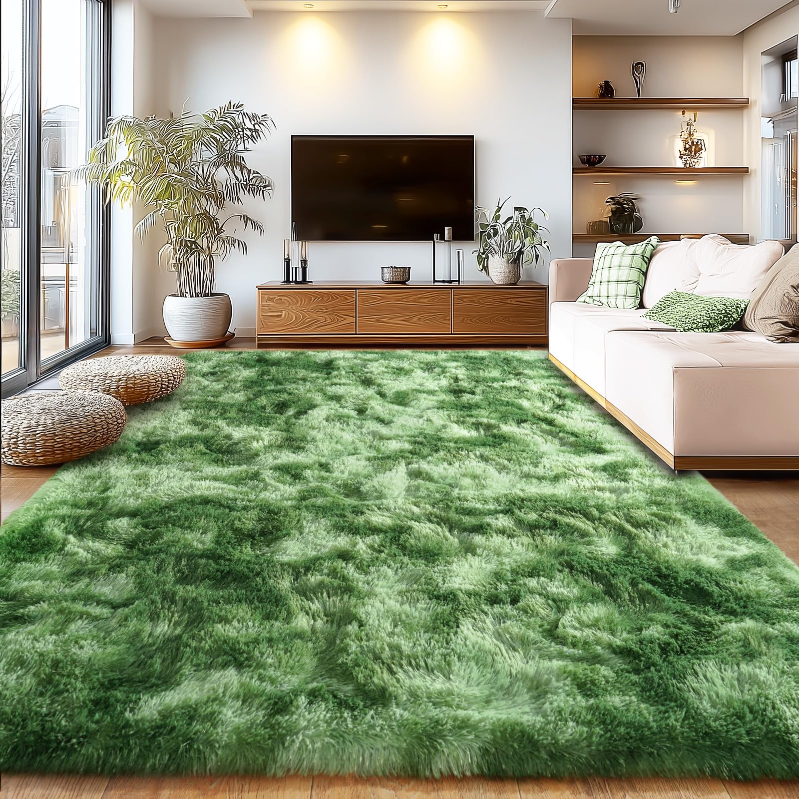 Upgrade Non-Slip Plush Rugs for Living Room, Soft Shaggy Carpets for Living Room, Fuzzy Rugs for Kids' Room, Perfect Decor for Modern Home Tie Dye Camel 6x9 Feet