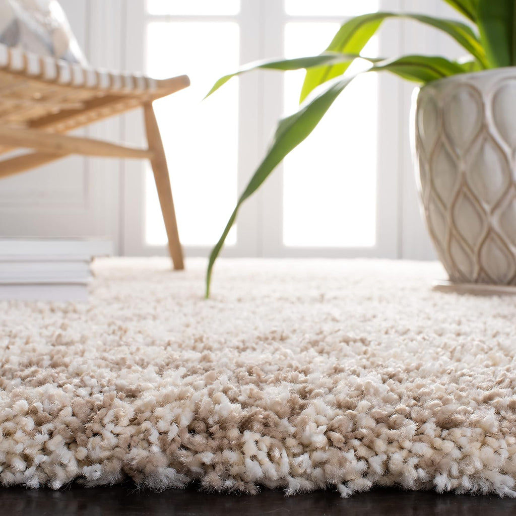 SAFAVIEH Hudson Shag Collection Area Rug - 6' x 9', Ivory & Beige, Modern Design, Non-Shedding & Easy Care, 2-inch Thick Ideal for High Traffic Areas in Living Room, Bedroom (SGH206B)