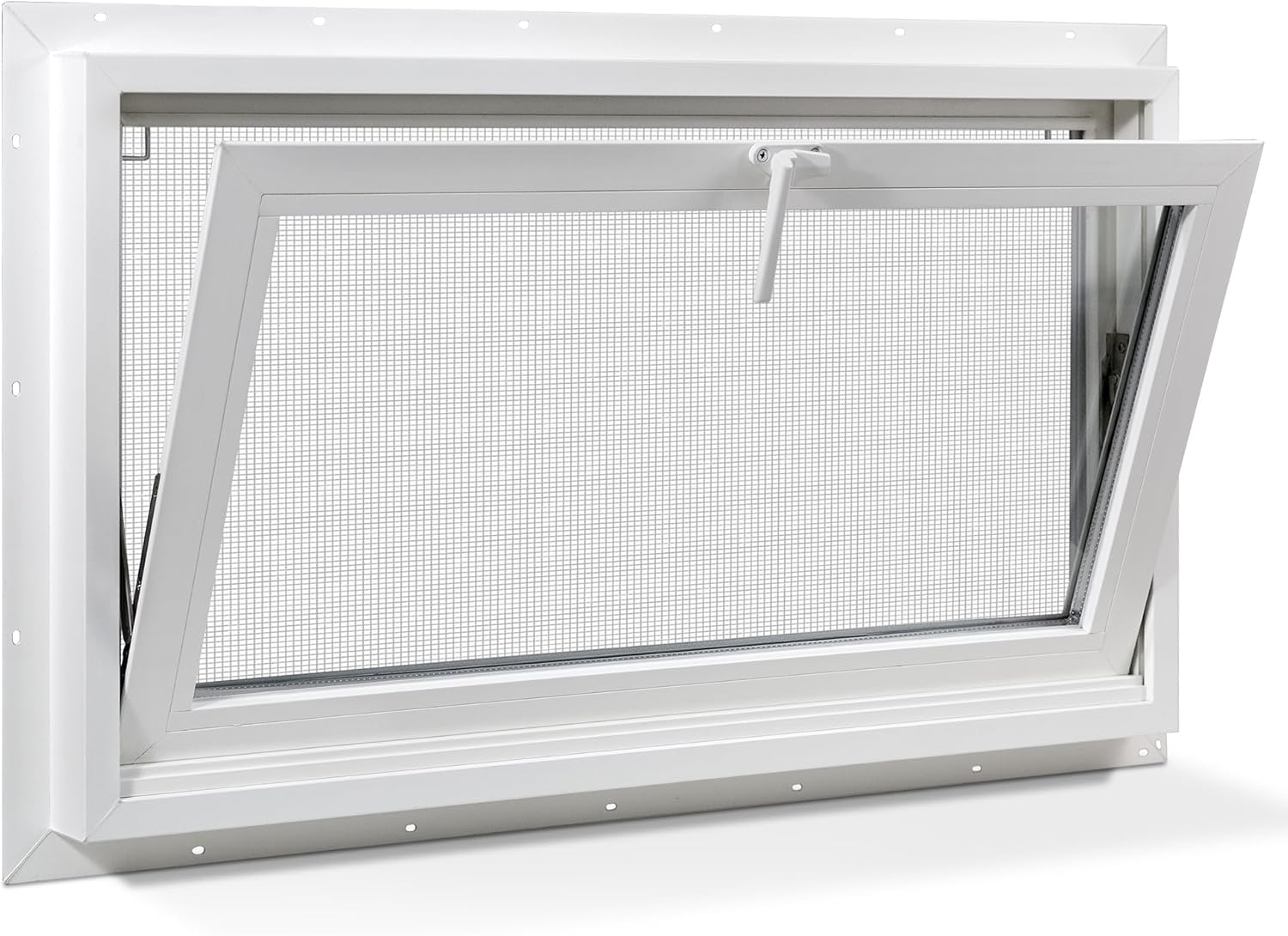 Vinyl Hopper Basement Window, 36" x 24" Sliding Bathroom Window with Double Pane Insulated Tempered Glass and Fiberglass Mesh Screen Window for Basement Bathroom Home RV Garage (White)