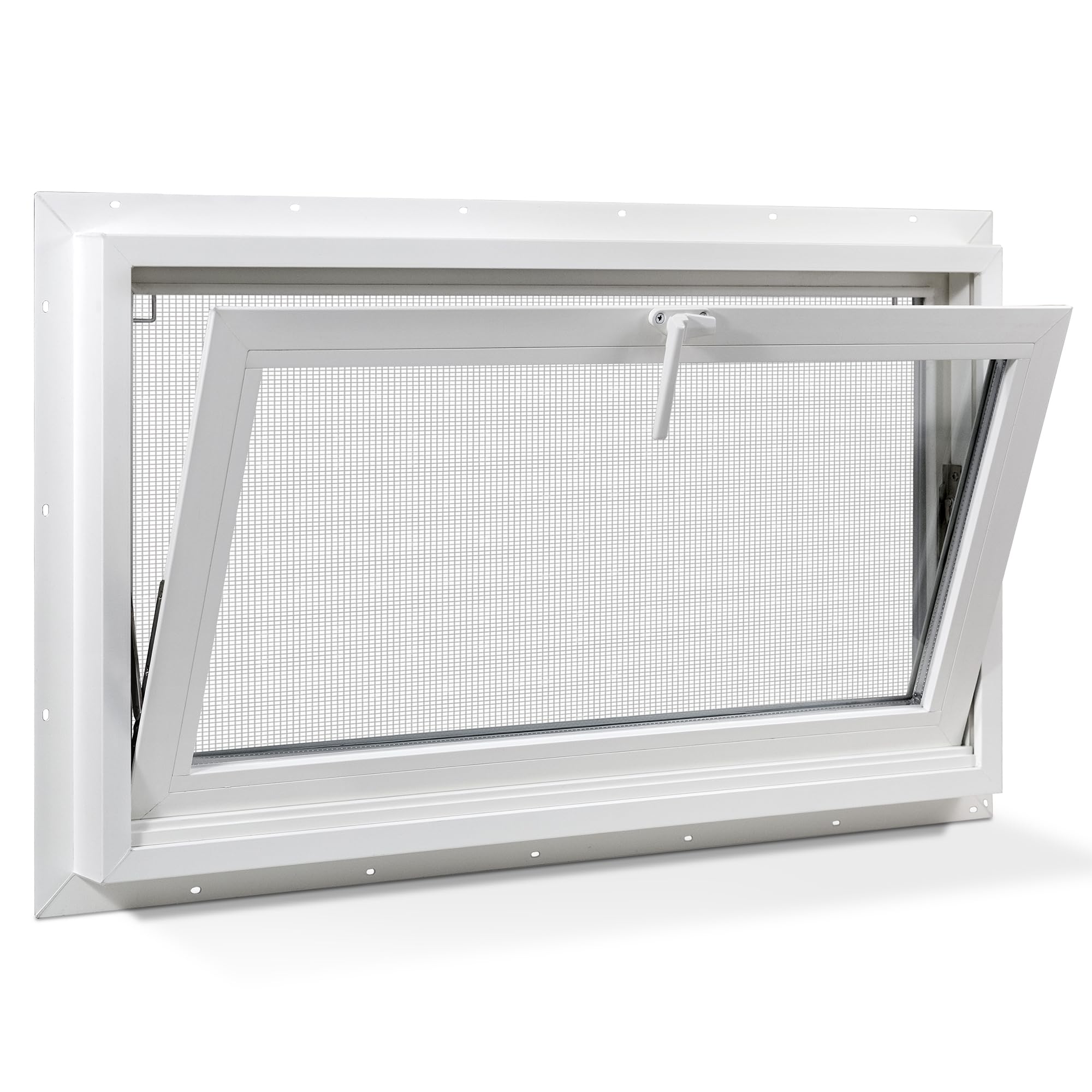 Vinyl Hopper Basement Window, 36" x 24" Sliding Bathroom Window with Double Pane Insulated Tempered Glass and Fiberglass Mesh Screen Window for Basement Bathroom Home RV Garage (White)