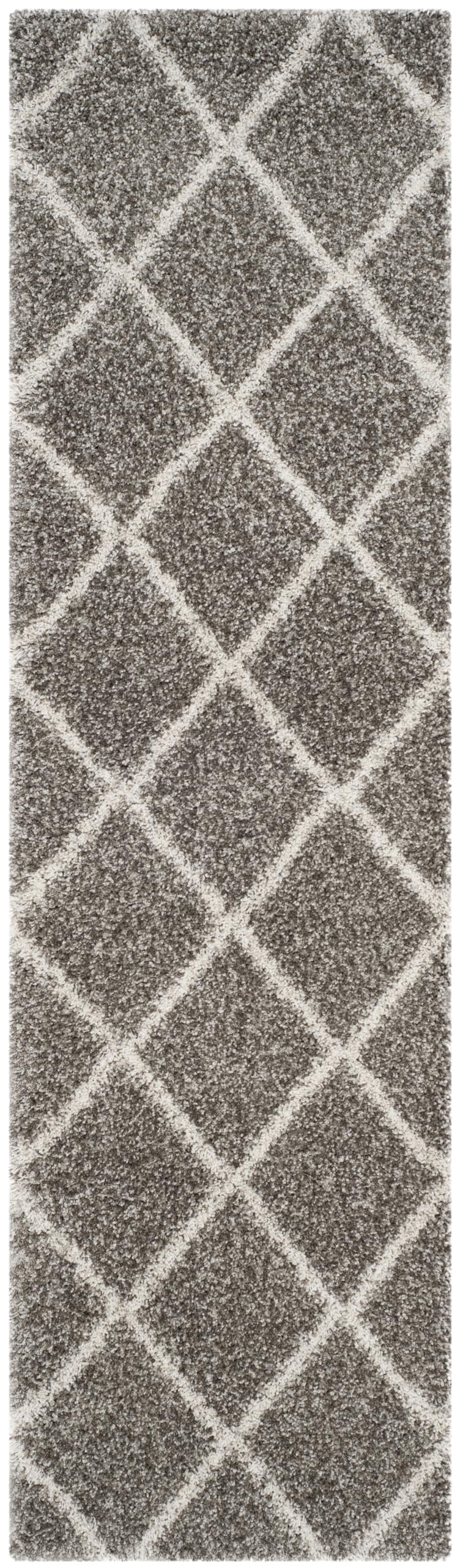 SAFAVIEH Hudson Shag Collection Area Rug - 5'3" x 7'6", Beige & Ivory, Modern Trellis Design, Non-Shedding & Easy Care, 2-inch Thick Ideal for High Traffic Areas in Living Room, Bedroom (SGH281S)