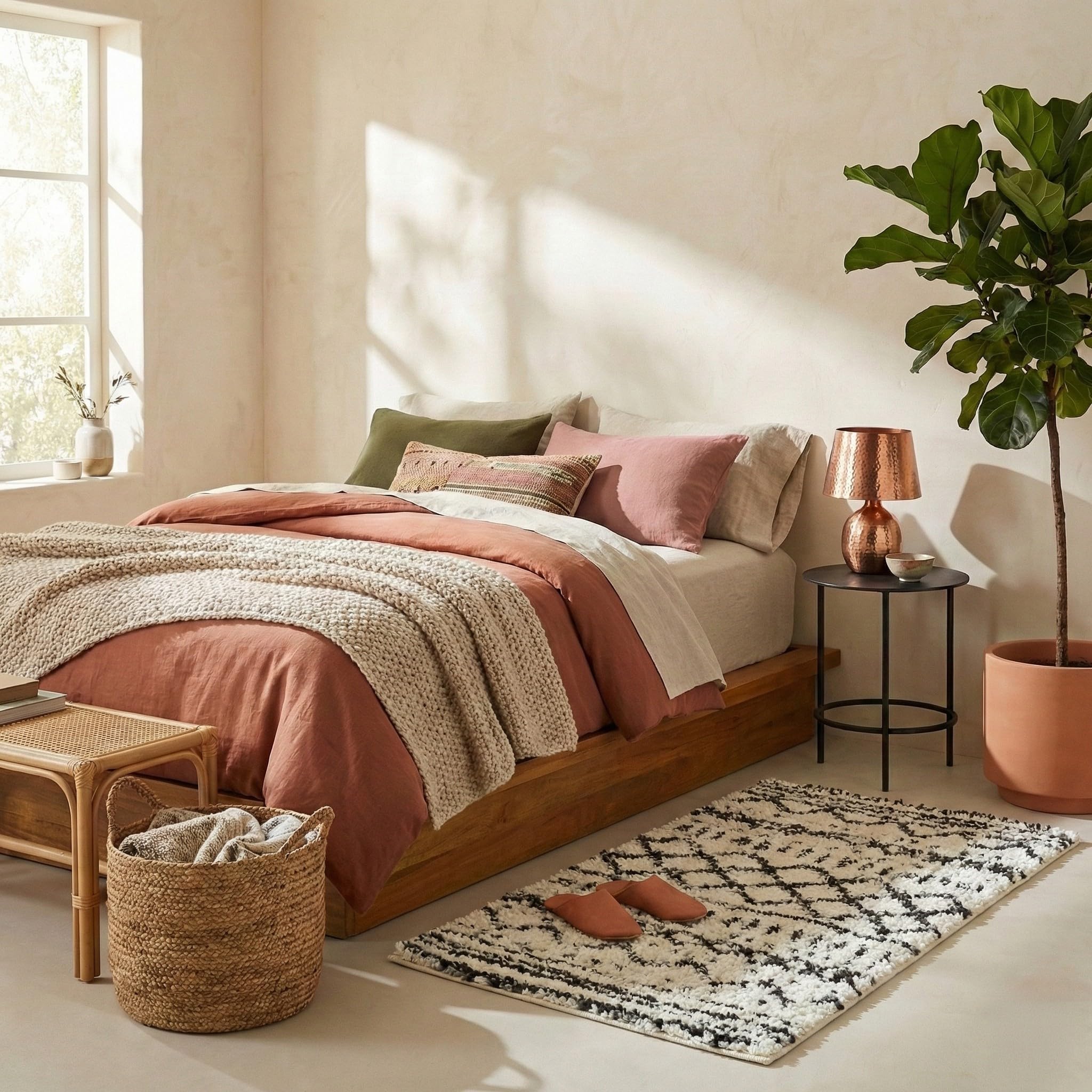 SAFAVIEH Arizona Shag Collection Area Rug - 6'7" x 9'2", Ivory & Beige, Moroccan Boho Design, Non-Shedding & Easy to Clean, Ideal for Living Room, Bedroom, Dining Space (ASG741A)
