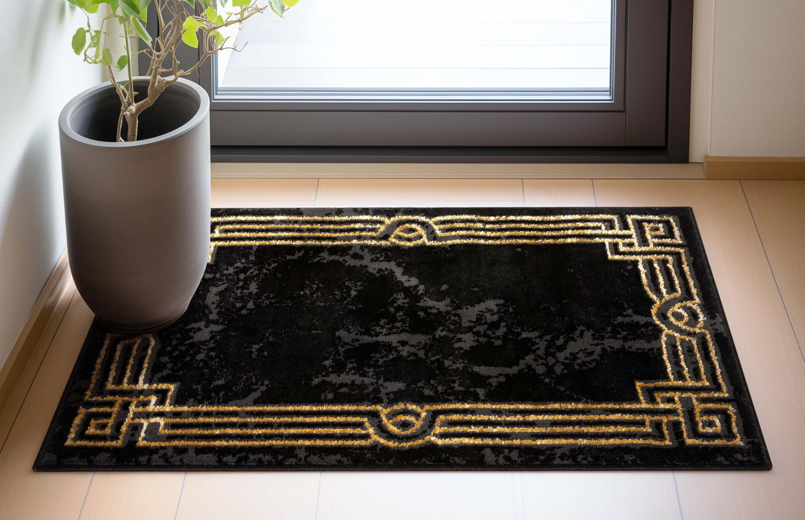 Well Woven Fairmont Collection Huntington Grey Gold & Ivory Marble Border Elegant & Soft 5x7 Area Rug Perfect for Bedroom & Living Room Durable Stain Resistant & Easy to Clean