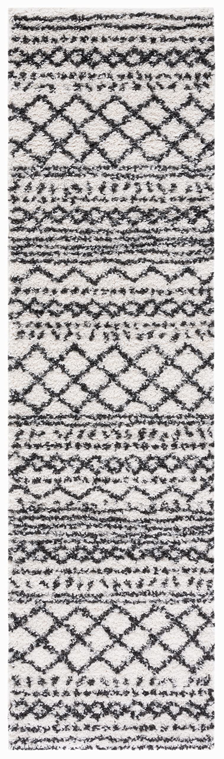 SAFAVIEH Arizona Shag Collection Area Rug - 6'7" x 9'2", Ivory & Beige, Moroccan Boho Design, Non-Shedding & Easy to Clean, Ideal for Living Room, Bedroom, Dining Space (ASG741A)