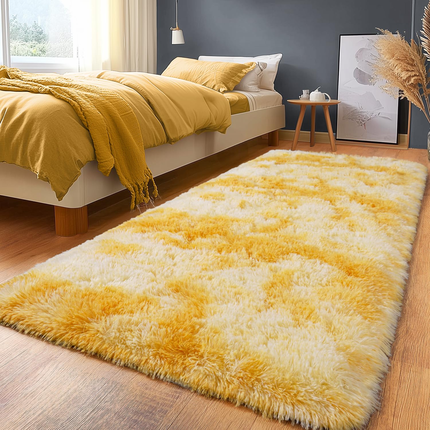 Upgrade Non-Slip Plush Rugs for Living Room, Soft Shaggy Carpets for Living Room, Fuzzy Rugs for Kids' Room, Perfect Decor for Modern Home Tie Dye Camel 6x9 Feet