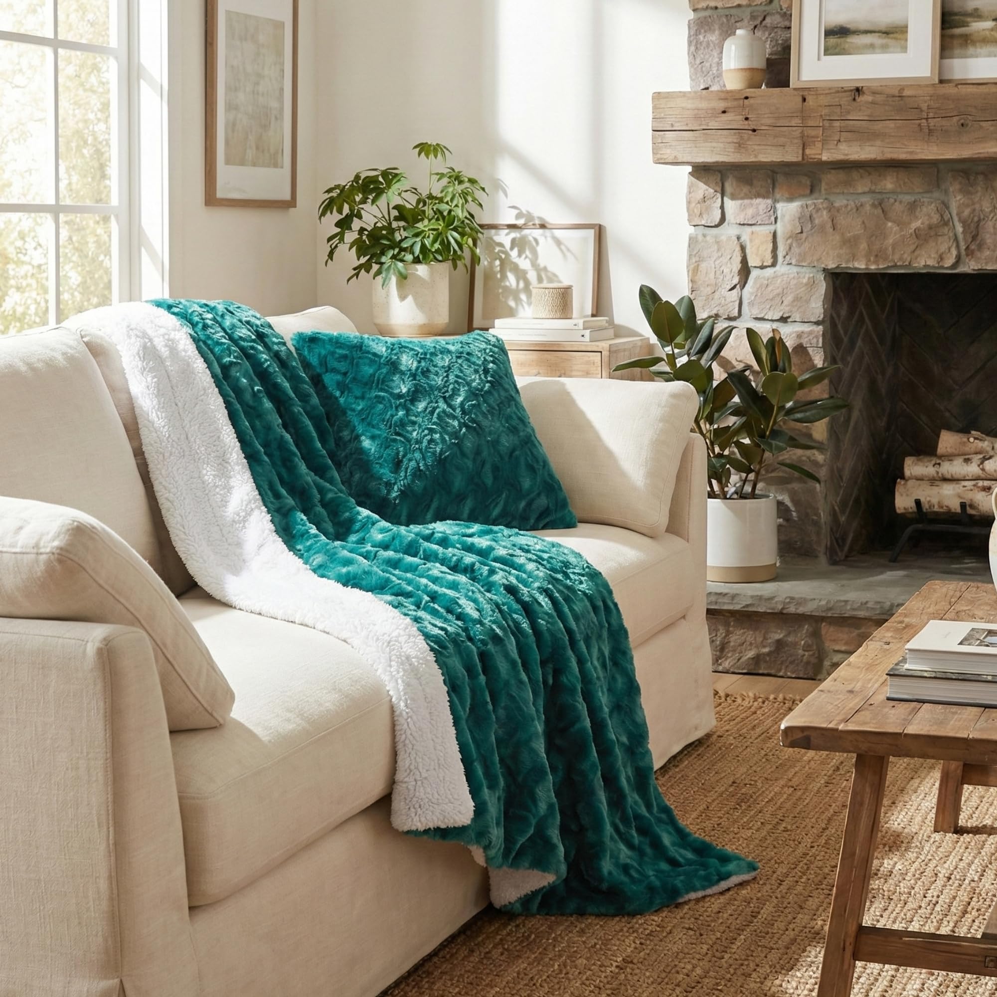 DaDa Bedding Luxury White Faux Fur Throw Blanket - Dreamy Milky Way Cloud Purple Undertone Embossed Sherpa Backside - Super Soft Warm Cozy Plush Fluffy - 50" x 60"