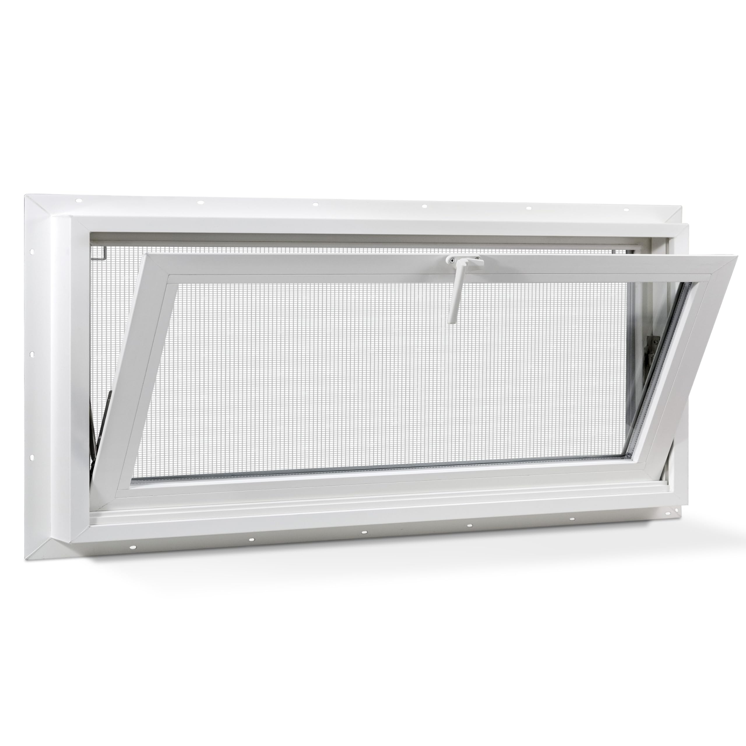 Vinyl Hopper Basement Window, 36" x 24" Sliding Bathroom Window with Double Pane Insulated Tempered Glass and Fiberglass Mesh Screen Window for Basement Bathroom Home RV Garage (White)