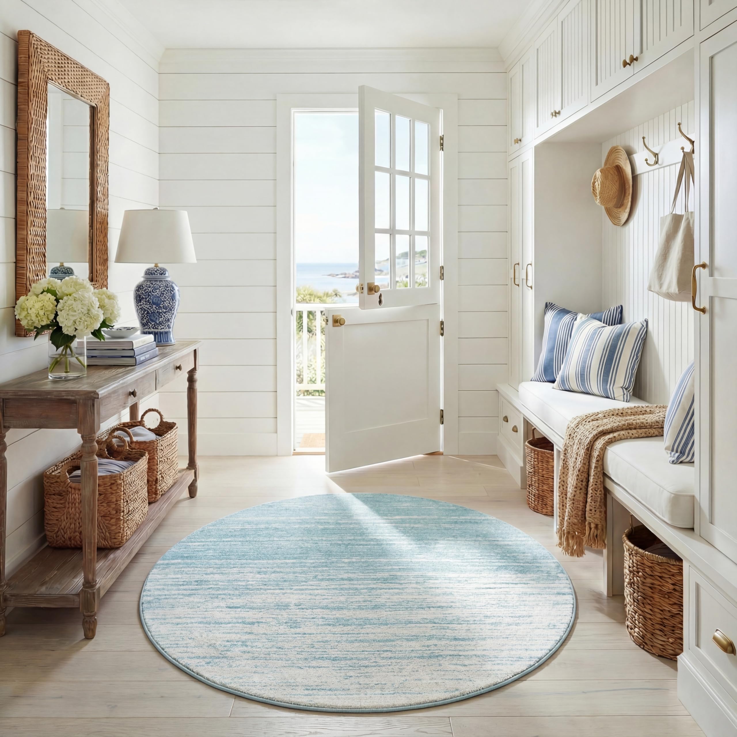 SAFAVIEH Area Rug 8x10 - Adirondack Collection - Large - Champagne & Cream, Modern Ombre Design, Non Shedding & Easy to Clean, Ideal for Living Room, Bedroom, Office, Dining Space (ADR113W)