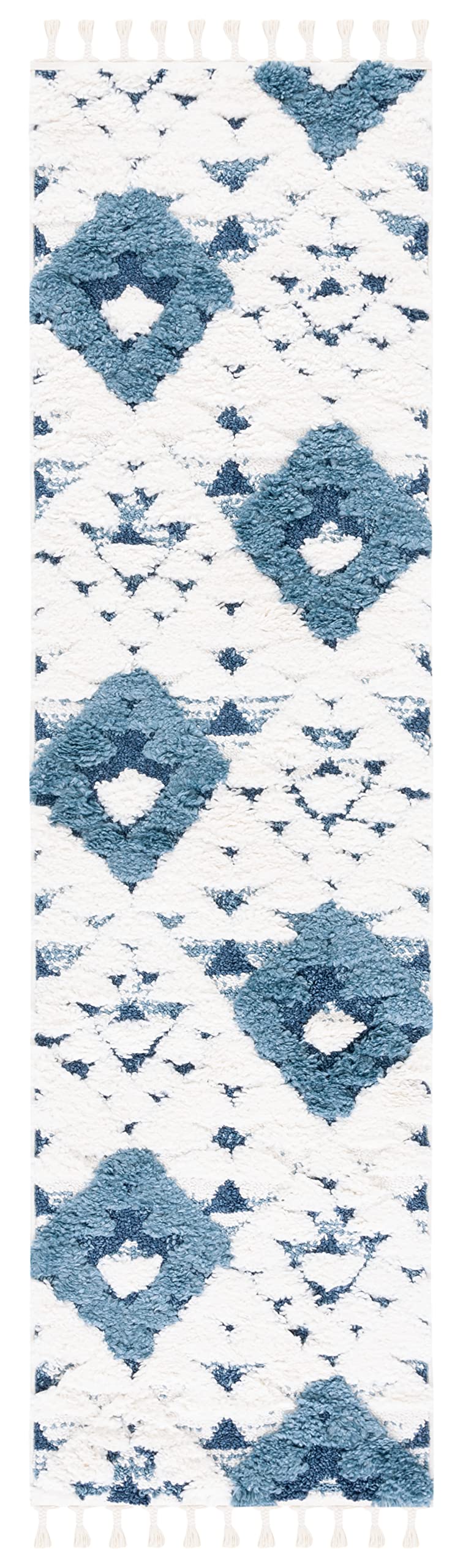 SAFAVIEH Moroccan Tassel Shag Collection Area Rug - 5'3" x 7'6", Ivory, Non-Shedding & Easy to Clean, Plush High-Low Texture, Ideal for Living Room, Bedroom, Dining Space (MTS688C)