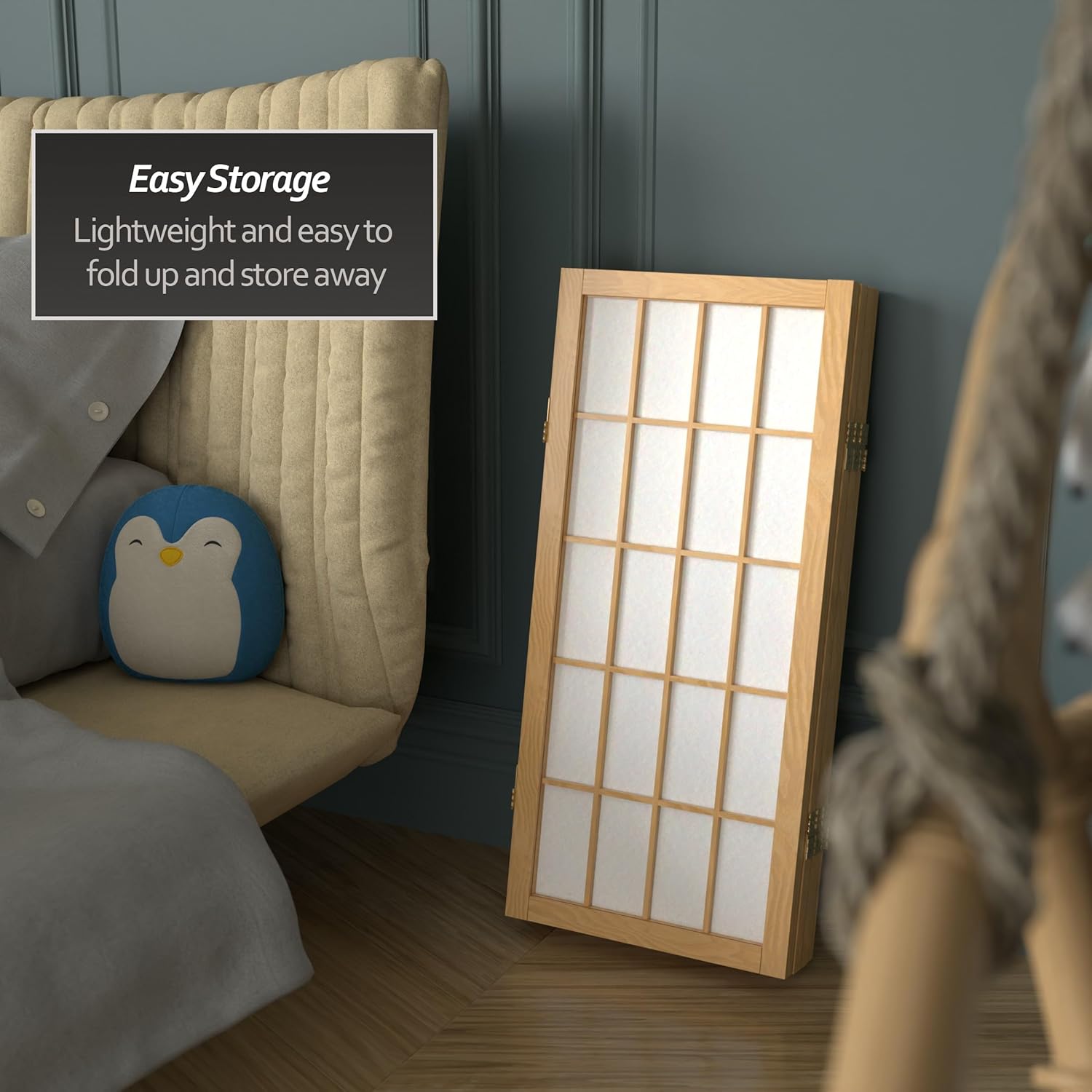 2 ft. Short Desktop Window Pane Shoji Screen - Natural - 4 Panels