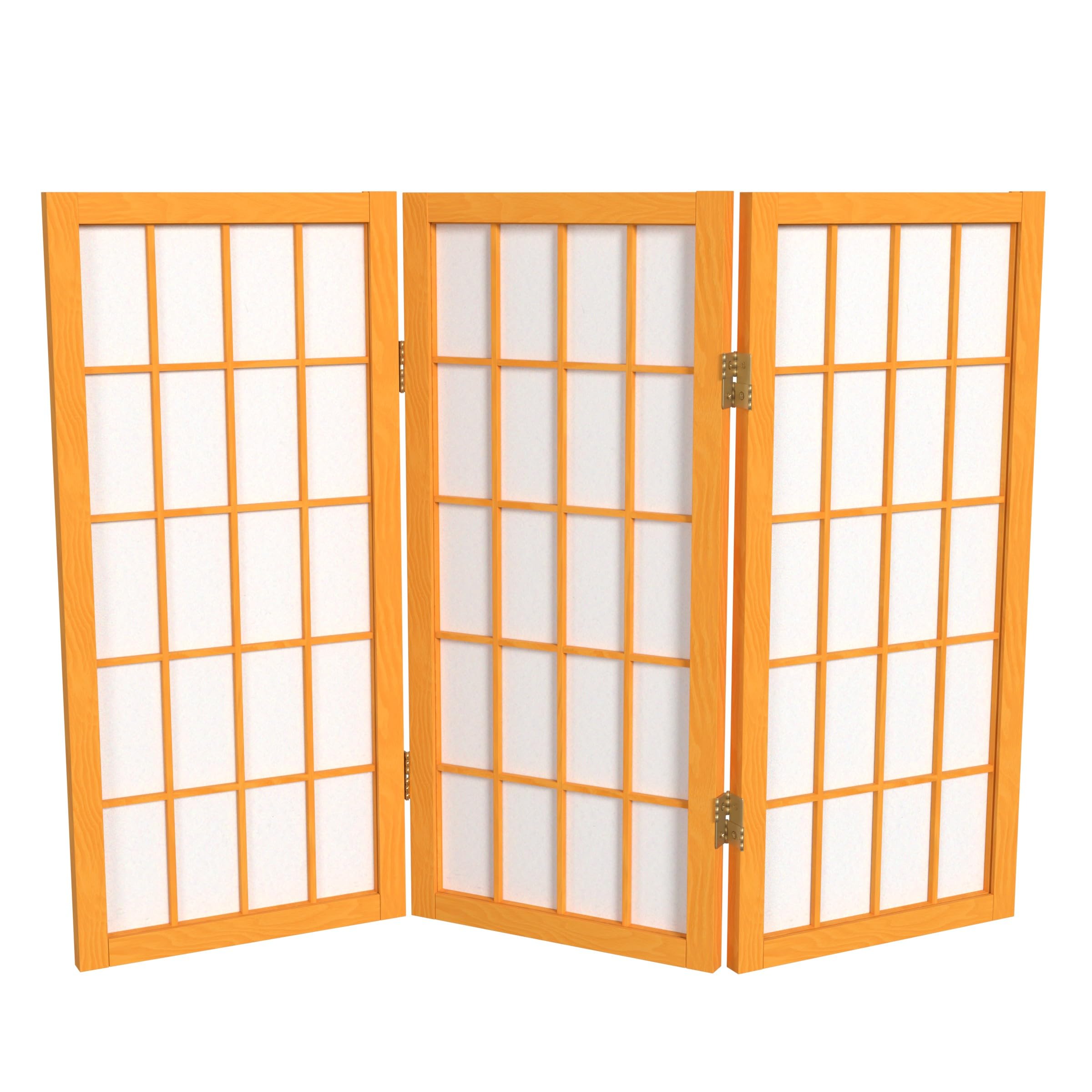 2 ft. Short Desktop Window Pane Shoji Screen - Natural - 4 Panels