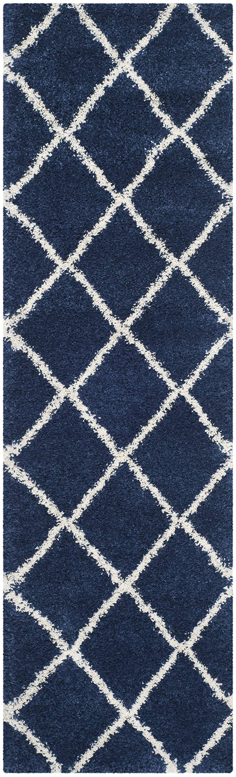 SAFAVIEH Hudson Shag Collection Area Rug - 5'3" x 7'6", Beige & Ivory, Modern Trellis Design, Non-Shedding & Easy Care, 2-inch Thick Ideal for High Traffic Areas in Living Room, Bedroom (SGH281S)
