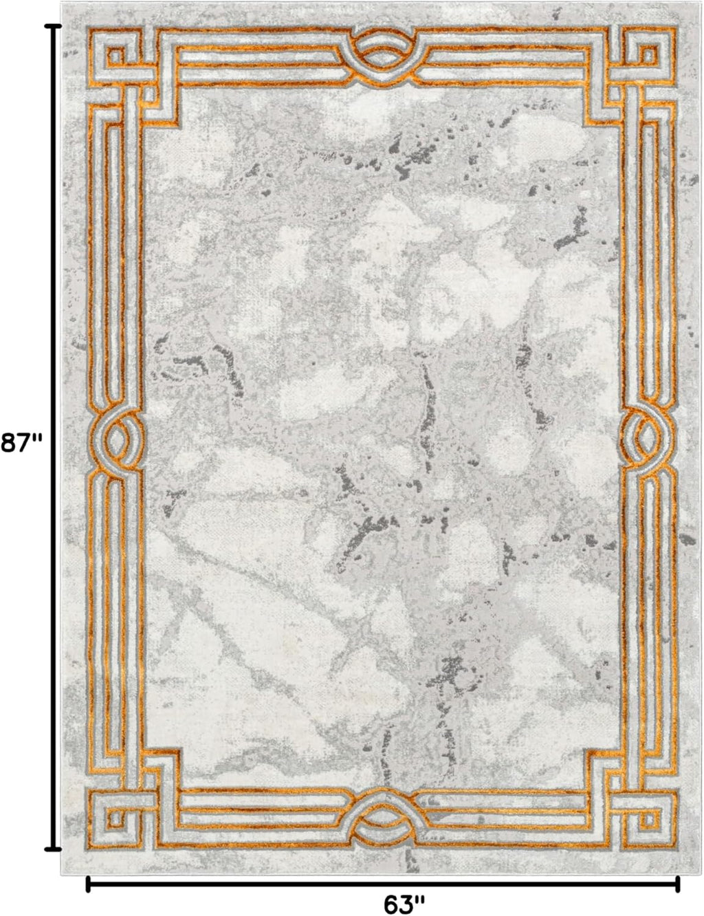 Well Woven Fairmont Collection Huntington Grey Gold & Ivory Marble Border Elegant & Soft 5x7 Area Rug Perfect for Bedroom & Living Room Durable Stain Resistant & Easy to Clean