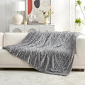 Cozy Bliss Deluxe Sheared Rabbit Faux Fur Throw Blanket, Soft Fuzzy High-Low Sculpted Plush Blanket for Couch, Cozy Home Accent, All Season Use, Beige 50"x60"