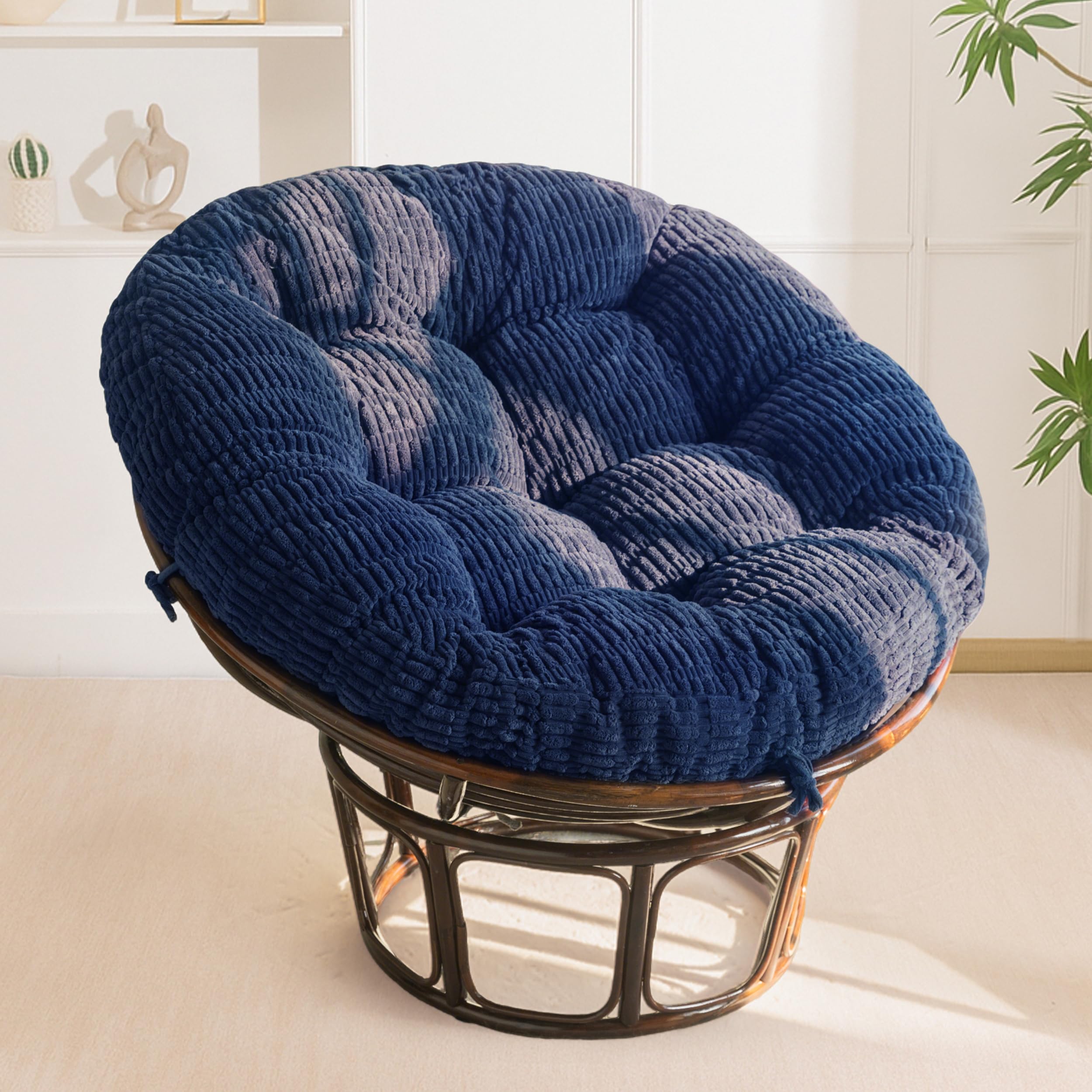 HIGOGOGO Papasan Chair Cushion with Thick Corduroy Cover (Without Chair), Supportive Cushion, Beige, 48 x 48 Inch