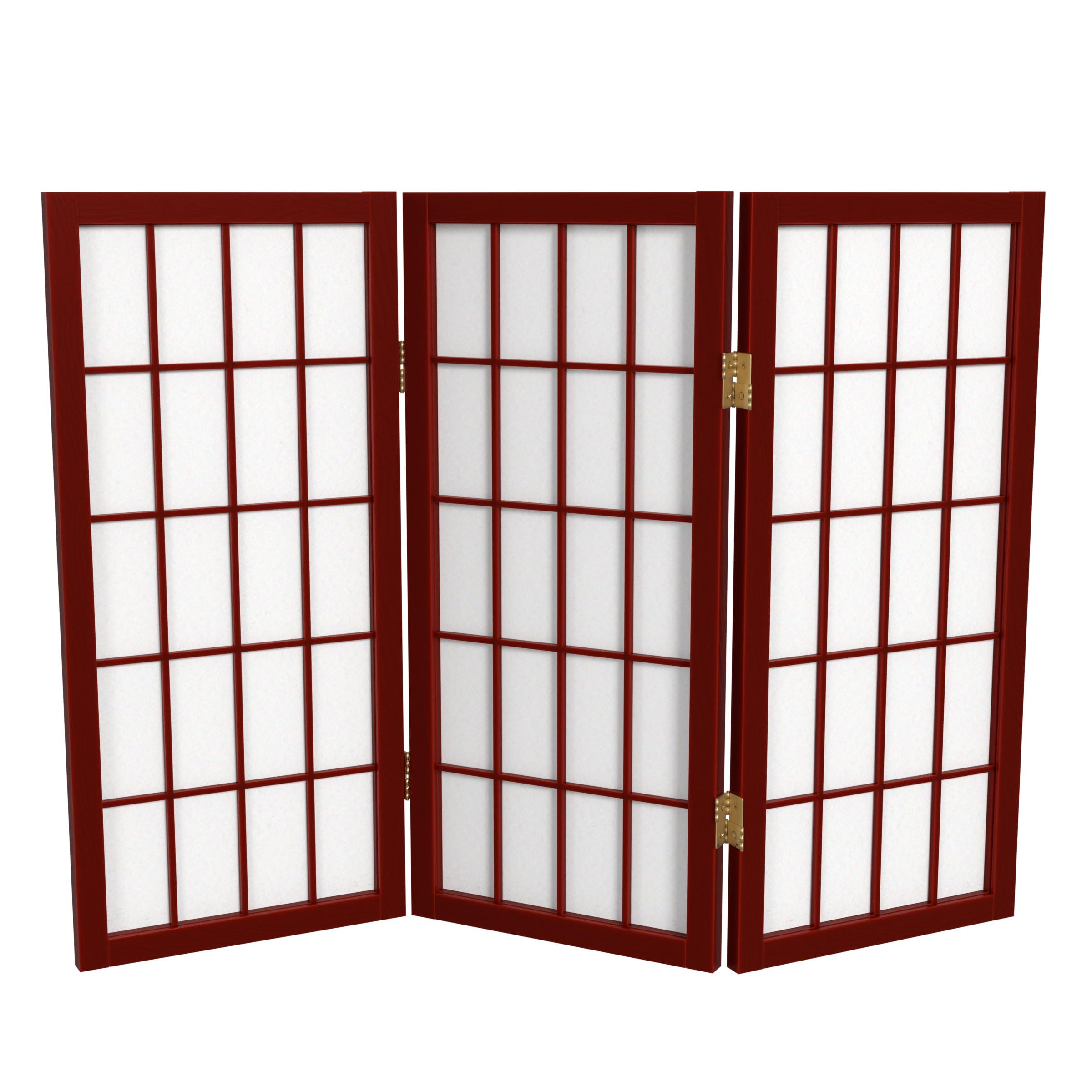 2 ft. Short Desktop Window Pane Shoji Screen - Natural - 4 Panels