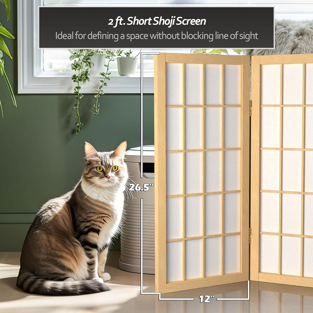 2 ft. Short Desktop Window Pane Shoji Screen - Natural - 4 Panels