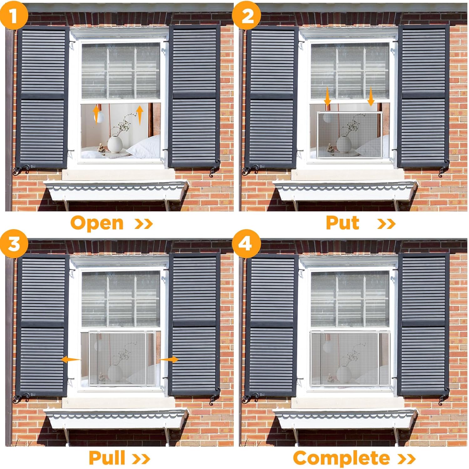 Treela 6 Pack Adjustable Expandable Window Screens, 20" H x 28"-54" W, Large Horizontal Sliding Window Mesh Inserts, Mosquito and Pet Proof Retractable Screen Replacements for Home