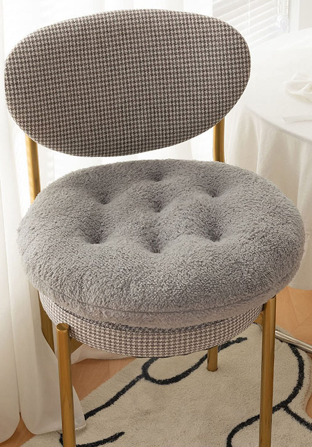Comfortable Square and Round Artificial Lambswool Chair Pads,Soft Fluffy Chair Seat Cushion Plush Cushions Seat Pad for Home Office Meditation (14 inch(35cm), Round-Off-White)