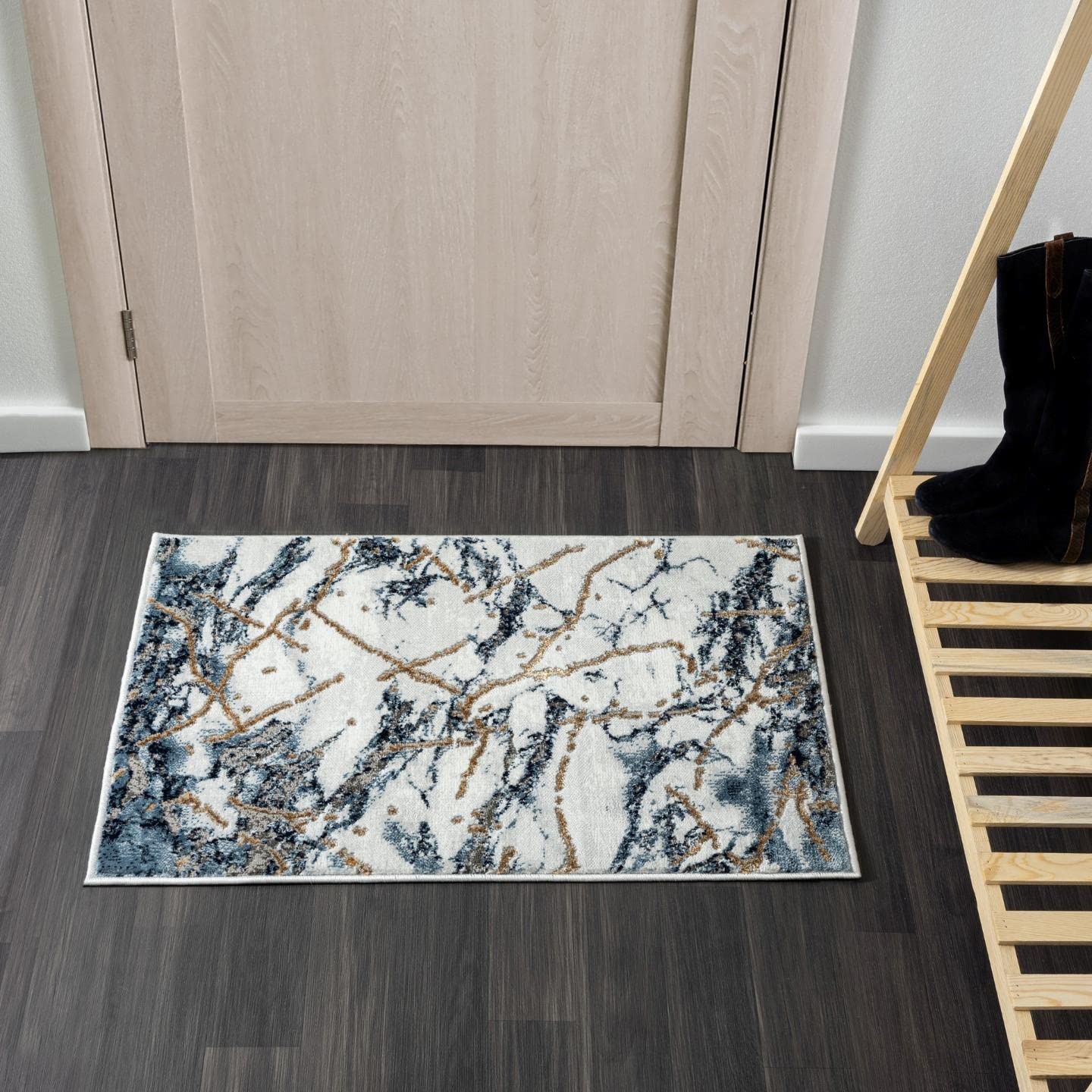 LUXE WEAVERS Ivory Gold 8x10 Marble Abstract Area Rug