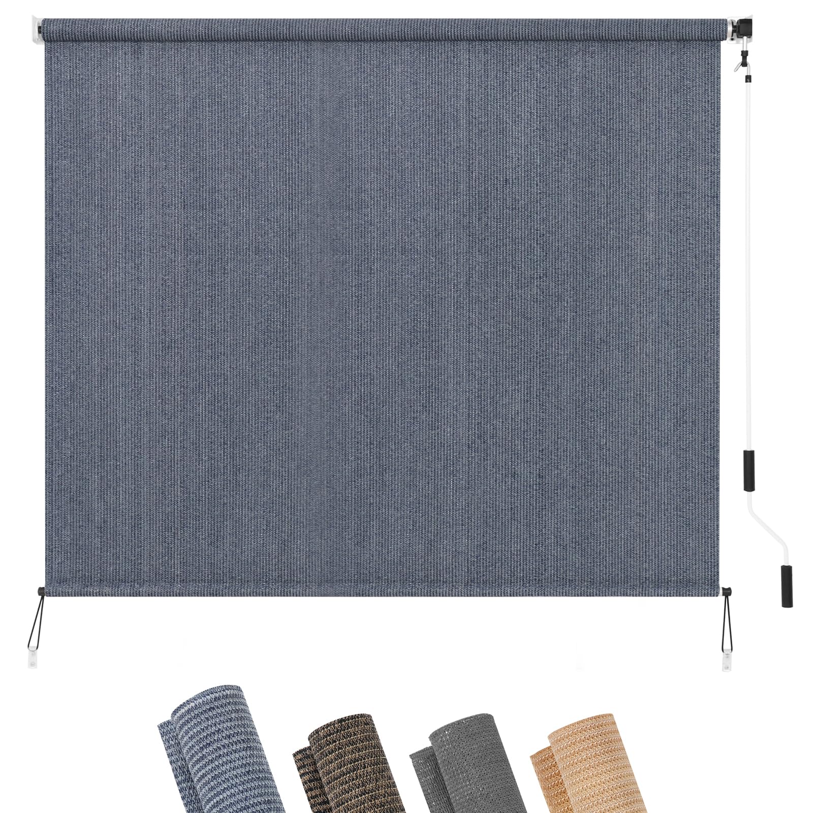 KELIXU Patio Shades Roll Up Outdoor Blind, 8' W x 6' H Cordless Sun Shade Privacy Screen with 90% UV Protection Exterior Roller Shade Cloth for Porch Pergola Backyard Windows Balcony, Walnut